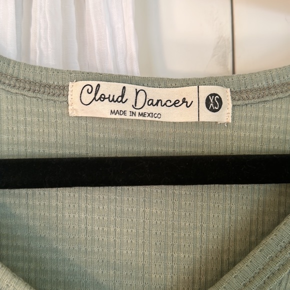 Cloud Dancer Green Peplum Top w/ Button Detail - Picture 3 of 3
